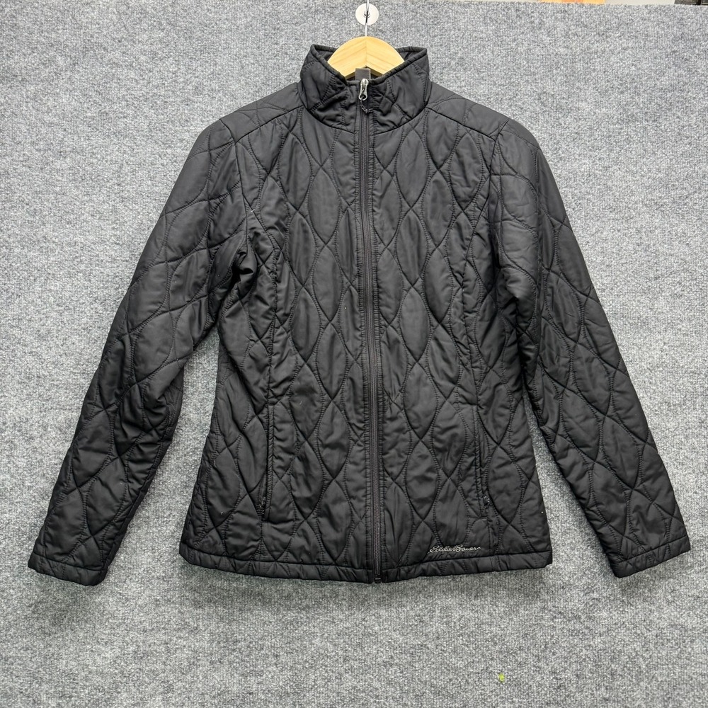 Eddie Bauer Quilted Jacket Women's XS Black Lightweight Full Zip Casual